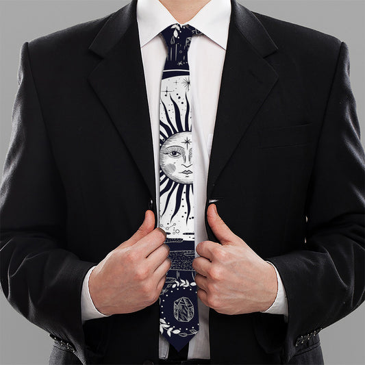 Vintage Celestial Sun Print Necktie
