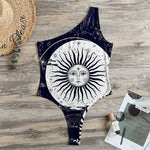 Vintage Celestial Sun Print One Shoulder Bodysuit