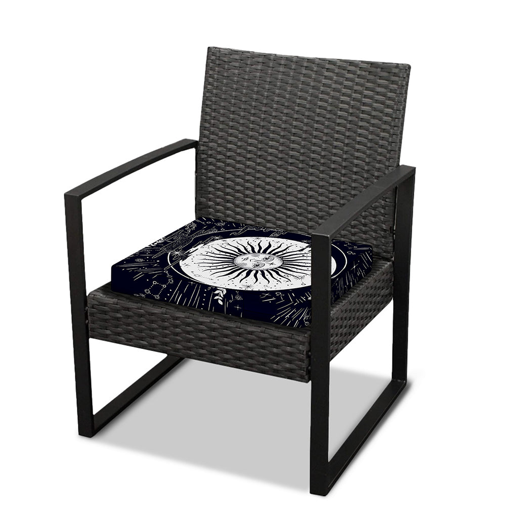 Vintage Celestial Sun Print Outdoor Seat Cushion Cover