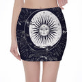 Vintage Celestial Sun Print Pencil Mini Skirt