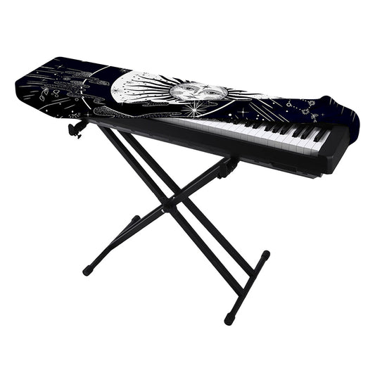 Vintage Celestial Sun Print Piano Keyboard Cover