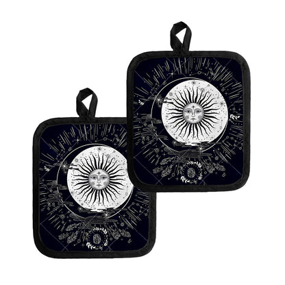 Vintage Celestial Sun Print Pot Holders