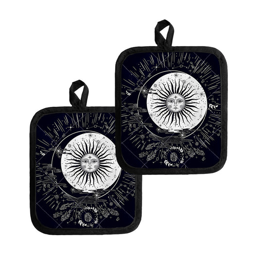 Vintage Celestial Sun Print Pot Holders