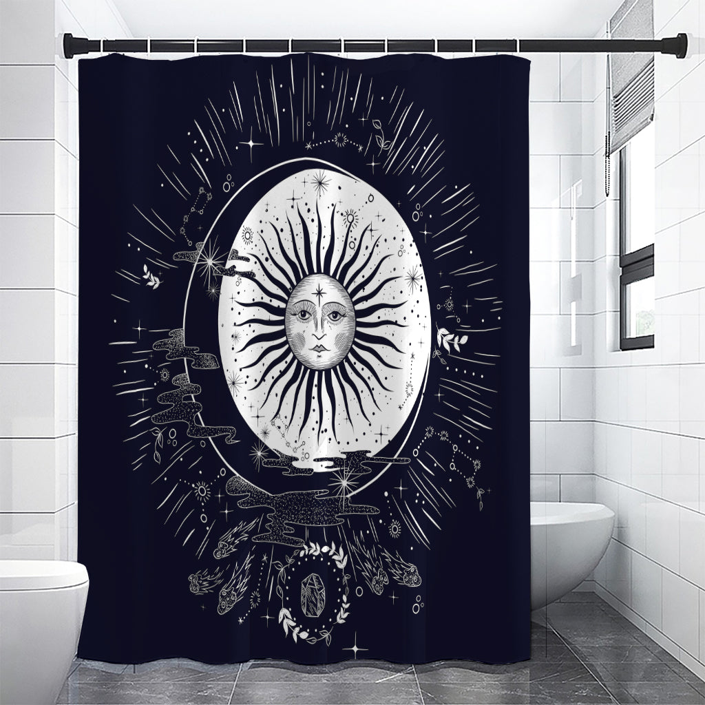 Vintage Celestial Sun Print Premium Shower Curtain