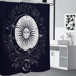 Vintage Celestial Sun Print Premium Shower Curtain