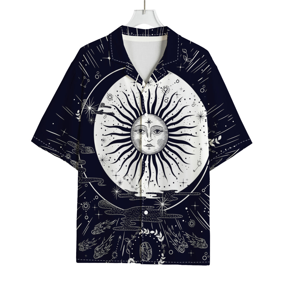 Vintage Celestial Sun Print Rayon Hawaiian Shirt