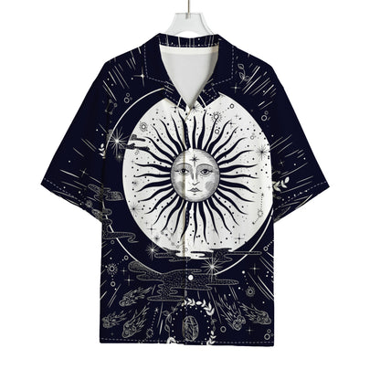 Vintage Celestial Sun Print Rayon Hawaiian Shirt