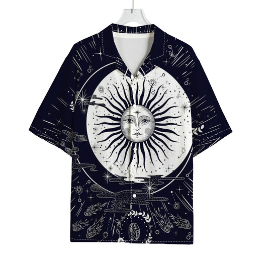 Vintage Celestial Sun Print Rayon Hawaiian Shirt