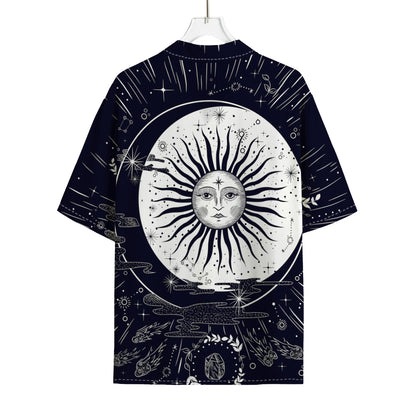 Vintage Celestial Sun Print Rayon Hawaiian Shirt