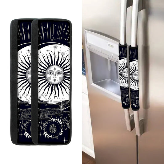 Vintage Celestial Sun Print Refrigerator Handle Covers