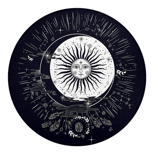 Vintage Celestial Sun Print Round Blanket