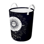 Vintage Celestial Sun Print Round Laundry Basket