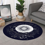 Vintage Celestial Sun Print Round Rug