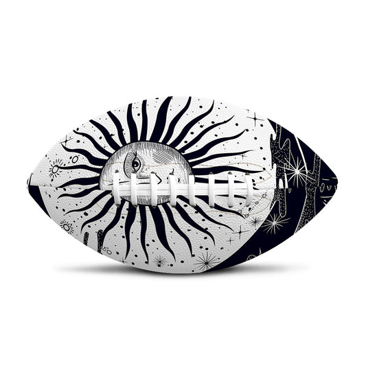 Vintage Celestial Sun Print Rugby Ball