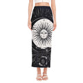 Vintage Celestial Sun Print Side Slit Maxi Skirt