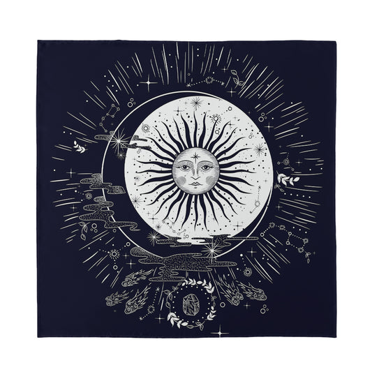 Vintage Celestial Sun Print Silk Bandana