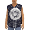 Vintage Celestial Sun Print Sleeveless Baseball Jersey