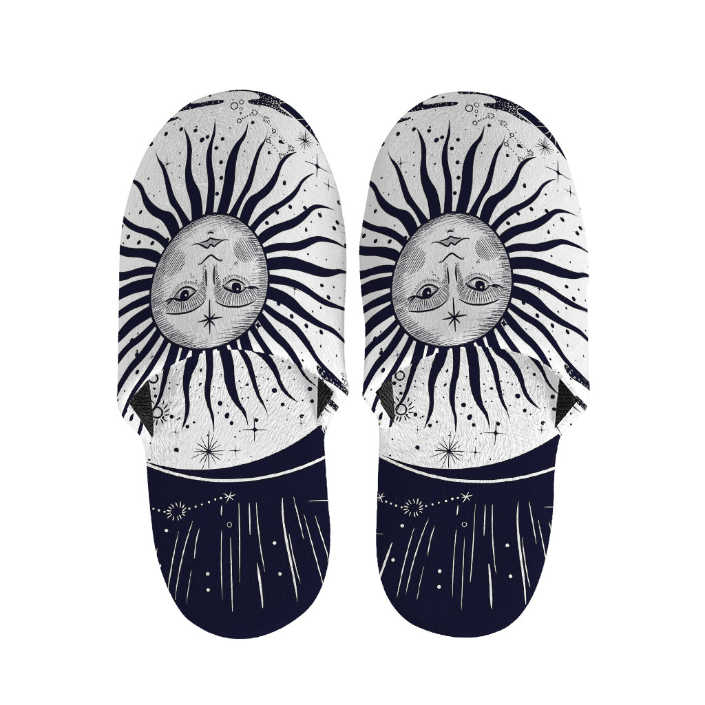 Vintage Celestial Sun Print Slippers
