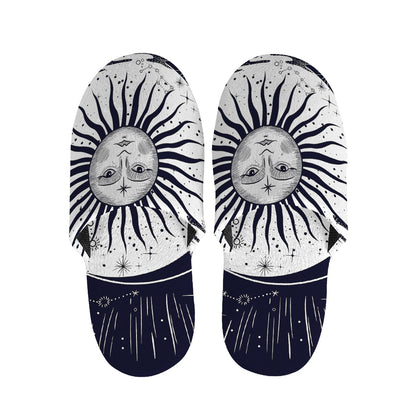 Vintage Celestial Sun Print Slippers