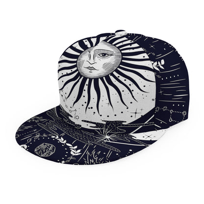 Vintage Celestial Sun Print Snapback Cap