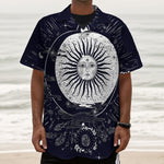 Vintage Celestial Sun Print Textured Short Sleeve Shirt