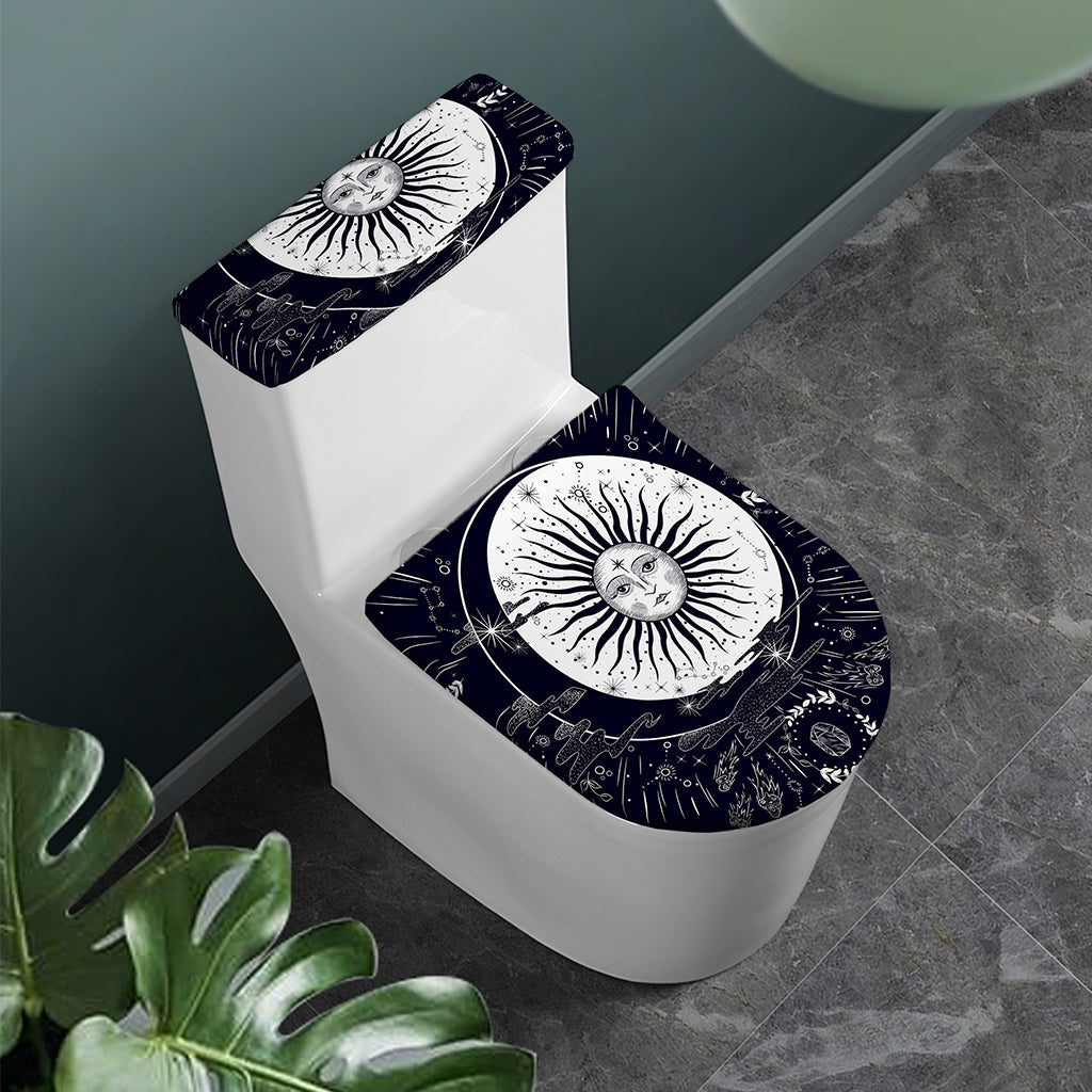 Vintage Celestial Sun Print Toilet Lid And Tank Cover Set