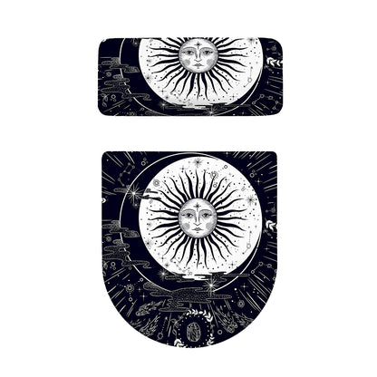 Vintage Celestial Sun Print Toilet Lid And Tank Cover Set