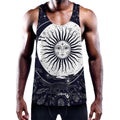 Vintage Celestial Sun Print Men's Workout Tank Top