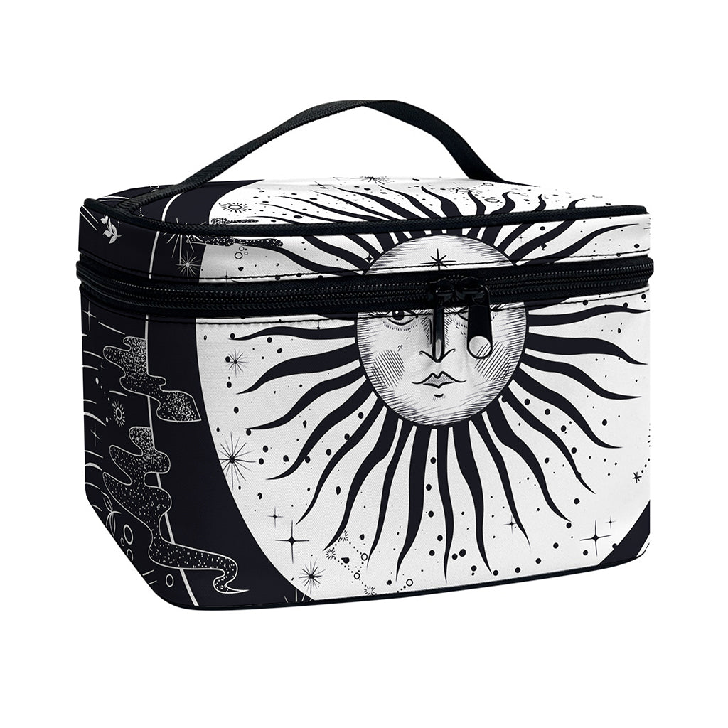 Vintage Celestial Sun Print Travel Makeup Bag