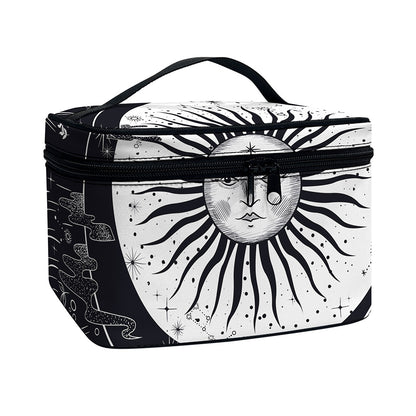 Vintage Celestial Sun Print Travel Makeup Bag