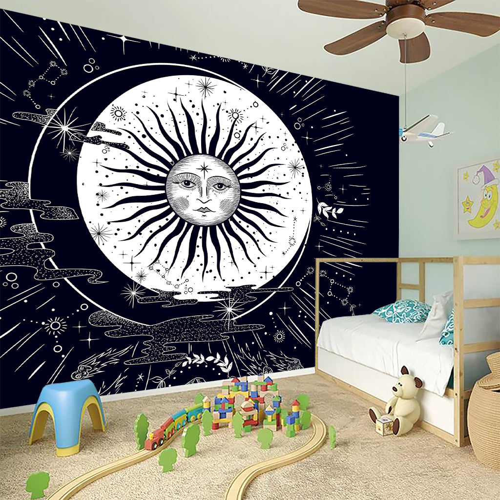 Vintage Celestial Sun Print Wall Sticker
