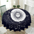 Vintage Celestial Sun Print Waterproof Round Tablecloth