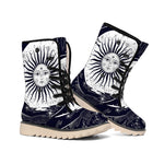 Vintage Celestial Sun Print Winter Boots