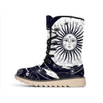 Vintage Celestial Sun Print Winter Boots