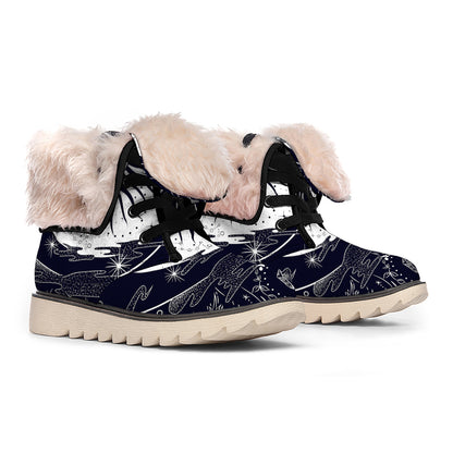 Vintage Celestial Sun Print Winter Boots