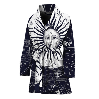 Vintage Celestial Sun Print Women's Bathrobe