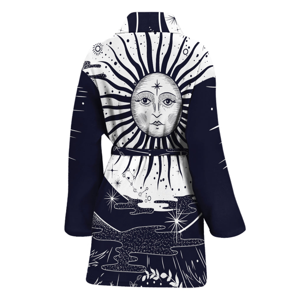 Vintage Celestial Sun Print Women's Bathrobe