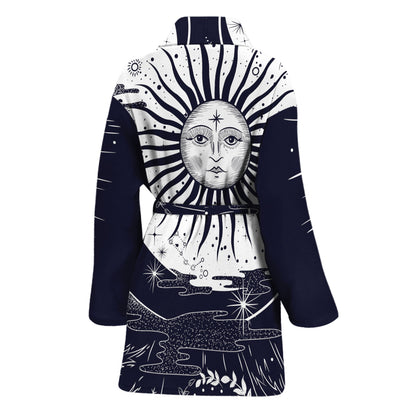 Vintage Celestial Sun Print Women's Bathrobe