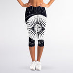 Vintage Celestial Sun Print Women's Capri Leggings