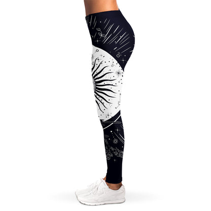 Vintage Celestial Sun Print Women's Leggings