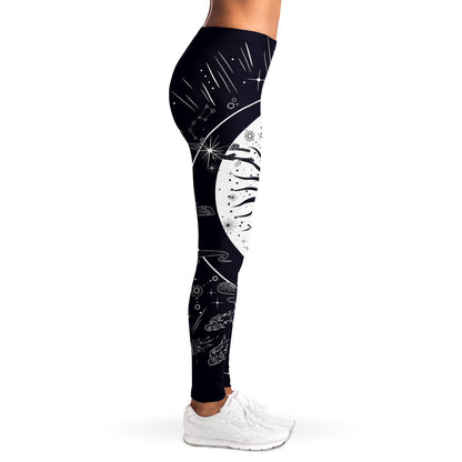 Vintage Celestial Sun Print Women's Leggings