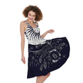 Vintage Celestial Sun Print Sleeveless Knee Length Dress