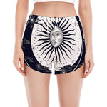 Vintage Celestial Sun Print Women's Split Running Shorts