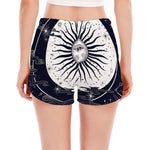 Vintage Celestial Sun Print Women's Split Running Shorts