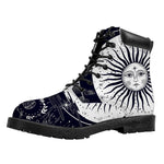Vintage Celestial Sun Print Work Boots