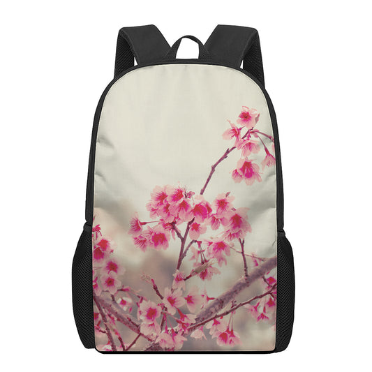 Vintage Cherry Blossom Print 17 Inch Backpack