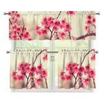 Vintage Cherry Blossom Print 3 Piece Kitchen Curtains