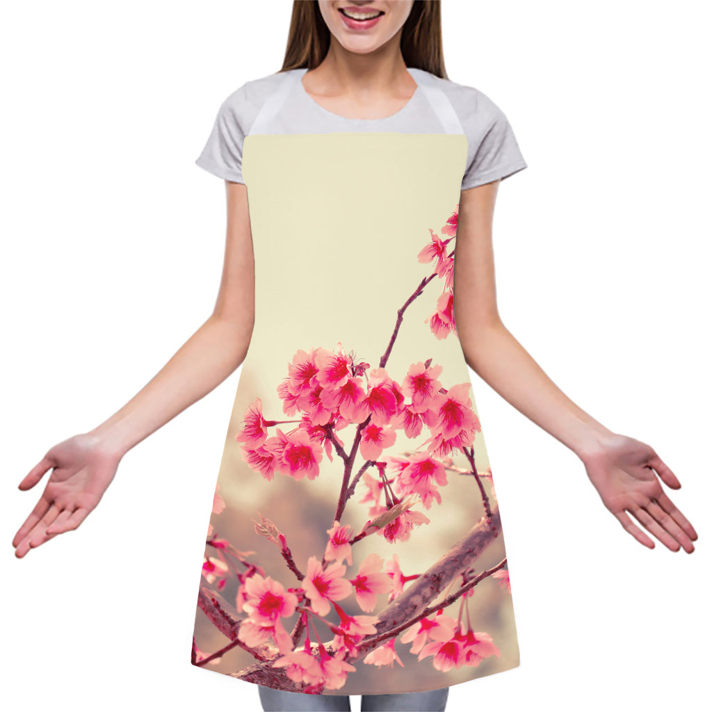 Vintage Cherry Blossom Print Adjustable Apron