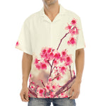 Vintage Cherry Blossom Print Aloha Shirt