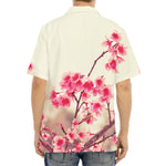 Vintage Cherry Blossom Print Aloha Shirt
